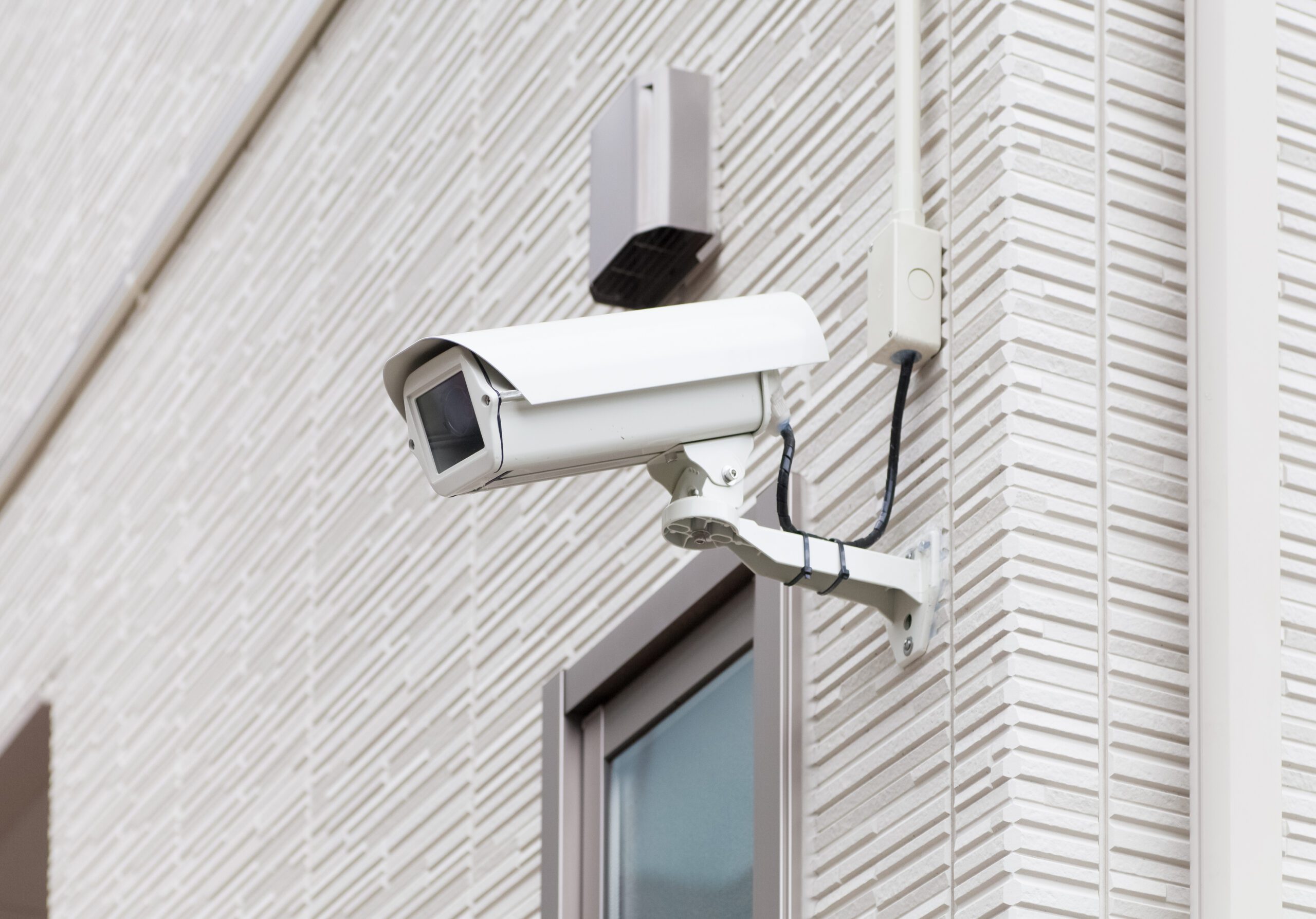 Video camera security system on the wall
